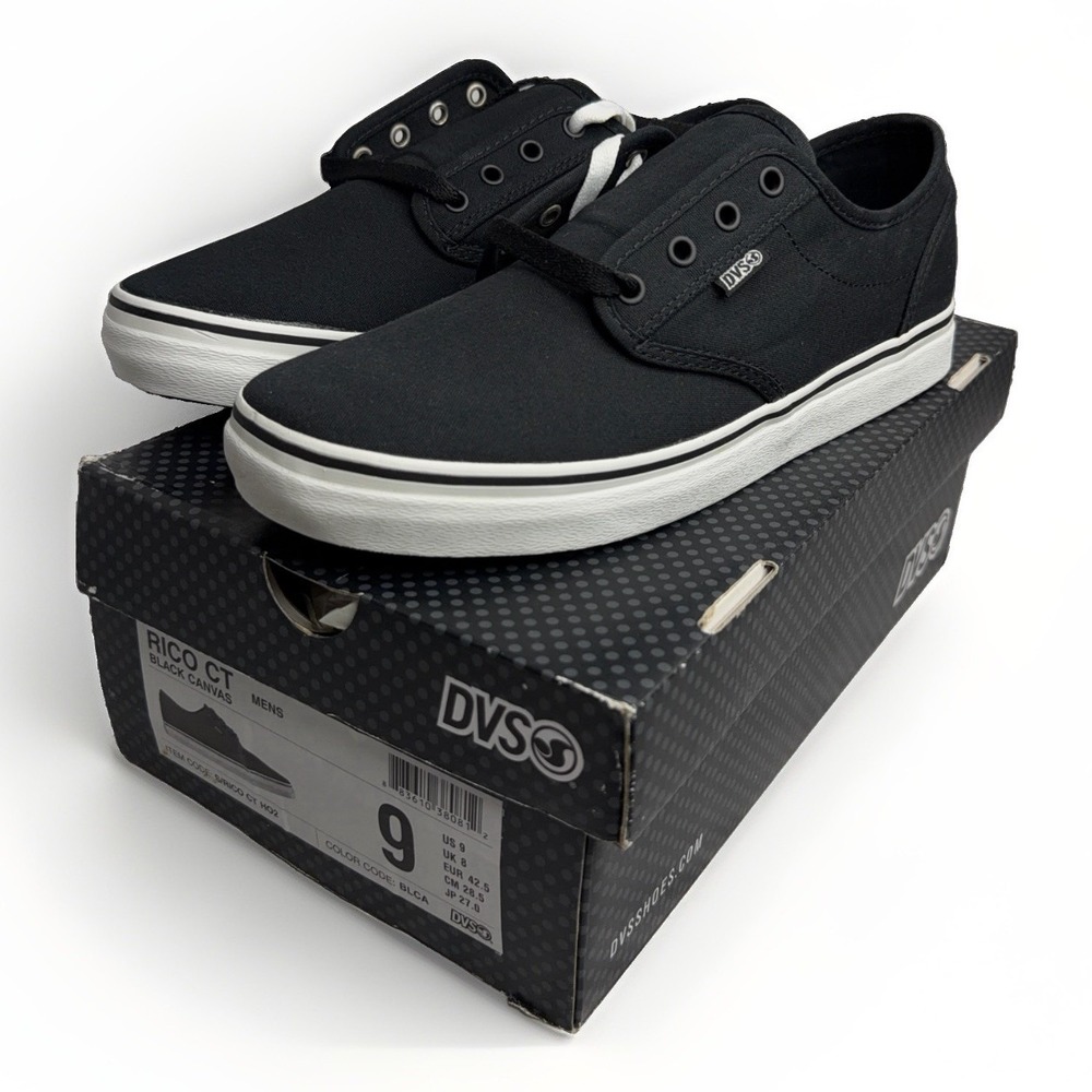 DVS Rico CT Canvas Skate Shoes Men's Size 9 Black Canvas Skateboard Sneakers